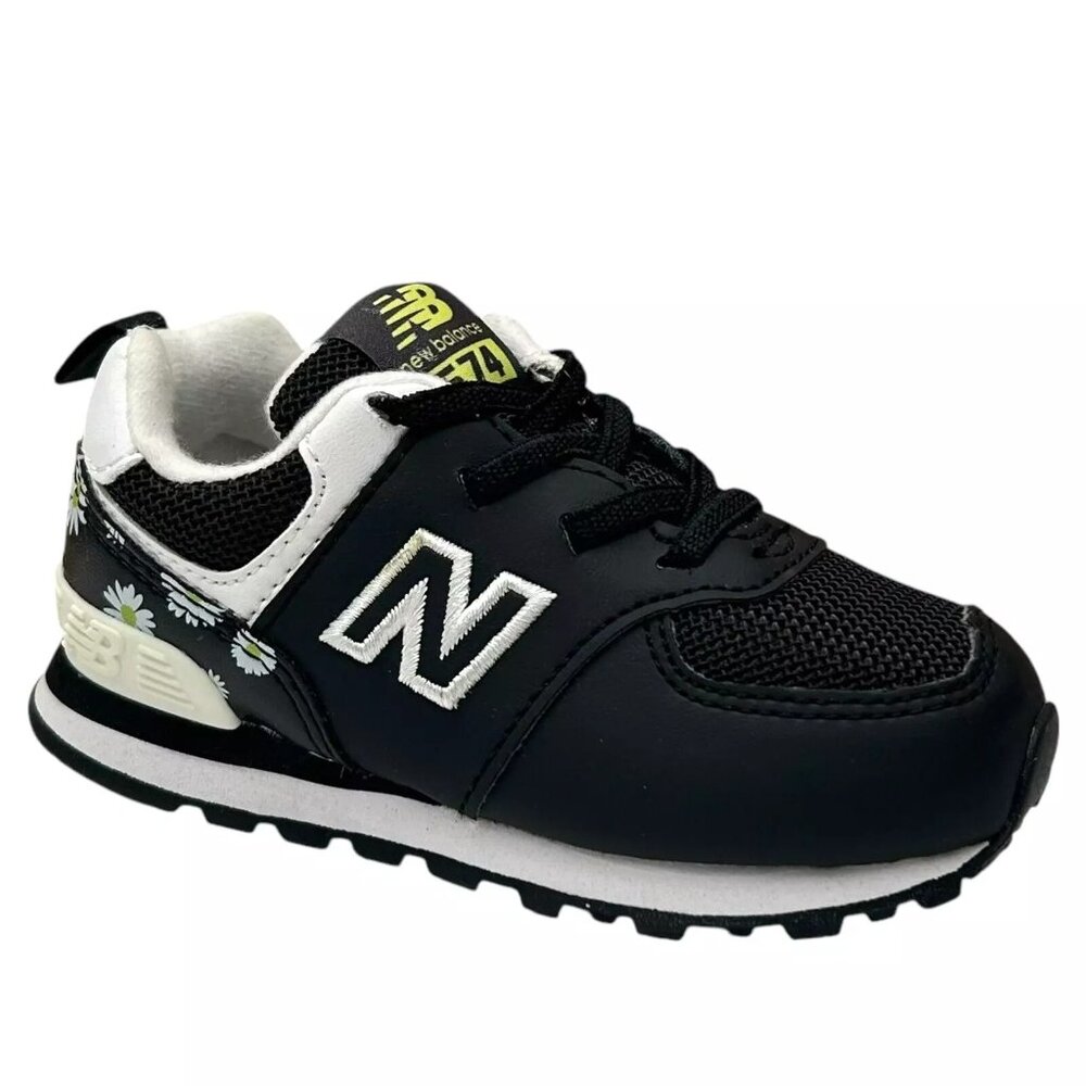 New Balance Toddler Girl's Slip-on Sneakers Size 7 Black/White Flower Print - Picture 3 of 12